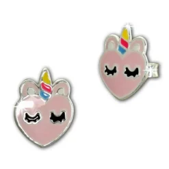 Kinder Ohrring Einhorn-Kopf Ohrstecker 925 Silber Kinderschmuck TW SDO8167A