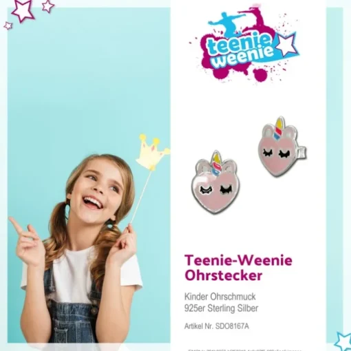 Kinder Ohrring Einhorn-Kopf Ohrstecker 925 Silber Kinderschmuck TW SDO8167A