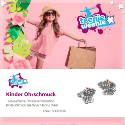 Kinder Ohrring Elefant Ohrstecker 925 Sterling Silber Kinderschmuck TW SDO8161K