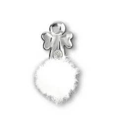 Kinder Ohrring Engel weiße Puschel Ohrstecker 925 Silber TW SDO8552W