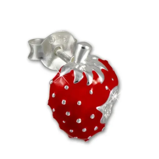 Kinder Ohrring Erdbeere rot Silber Ohrstecker Kinderschmuck TW SDO8115R