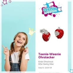 Kinder Ohrring Erdbeere rot Silber Ohrstecker Kinderschmuck TW SDO8115R