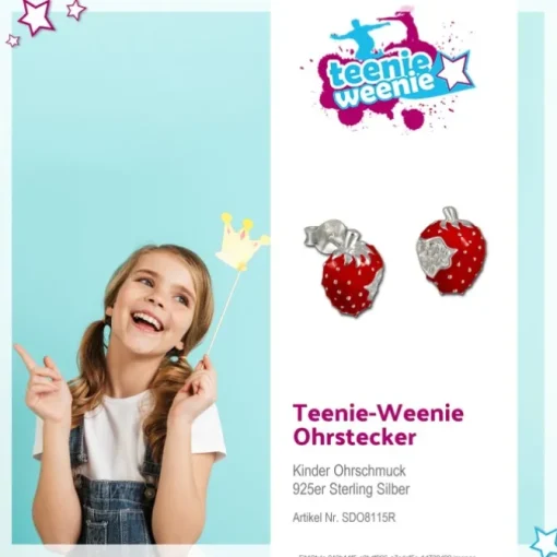 Kinder Ohrring Erdbeere rot Silber Ohrstecker Kinderschmuck TW SDO8115R