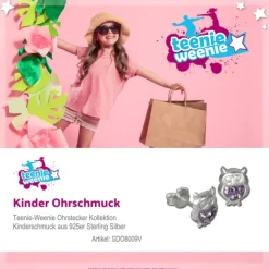 Kinder Ohrring Eule lila Silber Ohrstecker Kinderschmuck TW SDO8009V