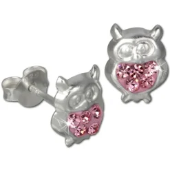 Kinder Ohrring Eule rosa Silber Ohrstecker Kinderschmuck TW SDO8009A