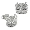 Kinder Ohrring Eulenkopf weiß Silber Ohrstecker Kinderschmuck TW SDO8012W