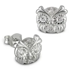 Kinder Ohrring Eulenkopf weiß Silber Ohrstecker Kinderschmuck TW SDO8012W