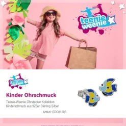 Kinder Ohrring Fisch blau/gelb Ohrstecker 925 Kinderschmuck TW SDO8126B