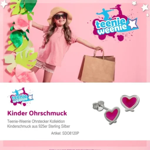 Kinder Ohrring Herz pink Silber Ohrstecker Kinderschmuck TW SDO8120P