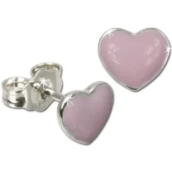 Kinder Ohrring Herz rosa Silber Ohrstecker Kinderschmuck TW SDO601A