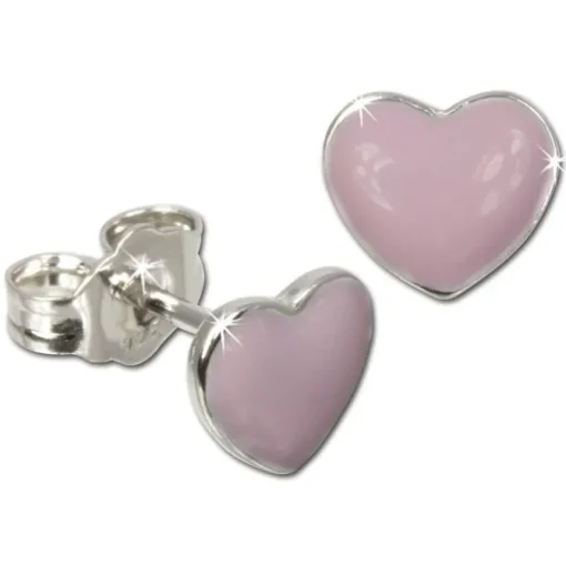 Kinder Ohrring Herz rosa Silber Ohrstecker Kinderschmuck TW SDO601A