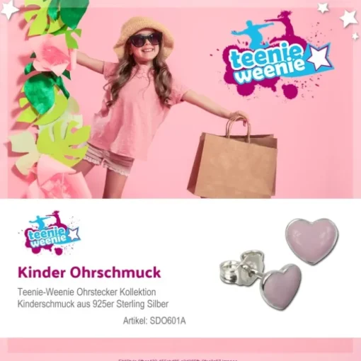 Kinder Ohrring Herz rosa Silber Ohrstecker Kinderschmuck TW SDO601A