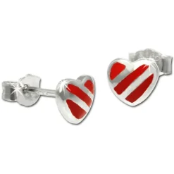 Kinder Ohrring Herz rot-silber Silber Ohrstecker Kinderschmuck SDO207R