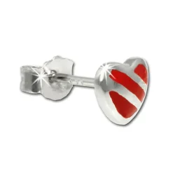 Kinder Ohrring Herz rot-silber Silber Ohrstecker Kinderschmuck SDO207R