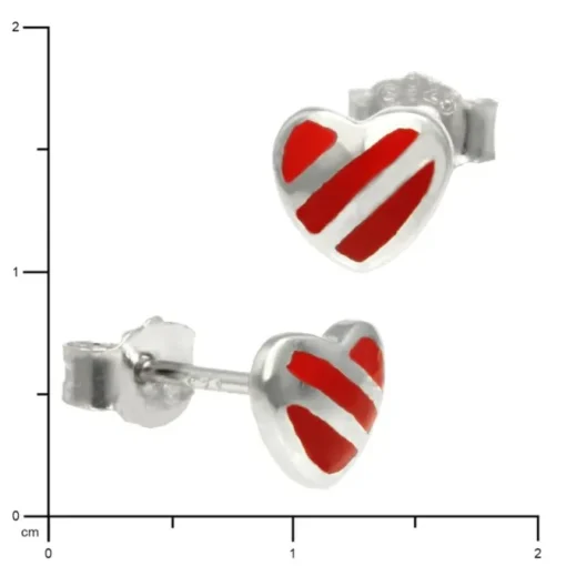 Kinder Ohrring Herz rot-silber Silber Ohrstecker Kinderschmuck SDO207R