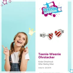 Kinder Ohrring Herz rot-silber Silber Ohrstecker Kinderschmuck SDO207R