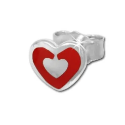 Kinder Ohrring Herzchen rot Silber Ohrstecker Kinderschmuck TW SDO203R