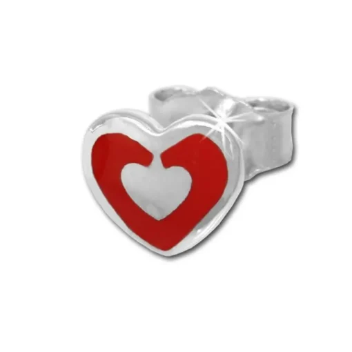 Kinder Ohrring Herzchen rot Silber Ohrstecker Kinderschmuck TW SDO203R