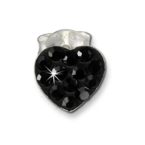 Kinder Ohrring Herzen schwarz 925 Ohrstecker Kinderschmuck TW SDO251S