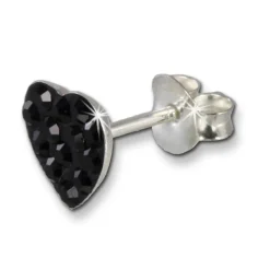 Kinder Ohrring Herzen schwarz 925 Ohrstecker Kinderschmuck TW SDO251S