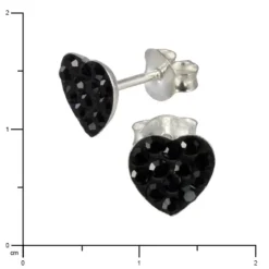 Kinder Ohrring Herzen schwarz 925 Ohrstecker Kinderschmuck TW SDO251S
