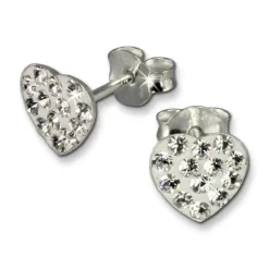 Kinder Ohrring Herzen weiß Silber Ohrstecker Kinderschmuck TW SDO251W