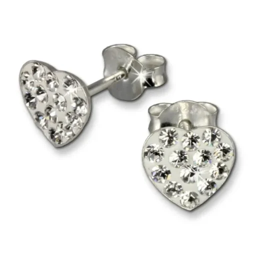 Kinder Ohrring Herzen weiß Silber Ohrstecker Kinderschmuck TW SDO251W