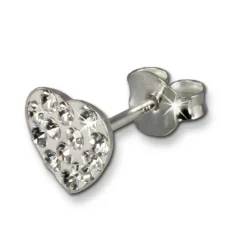 Kinder Ohrring Herzen weiß Silber Ohrstecker Kinderschmuck TW SDO251W