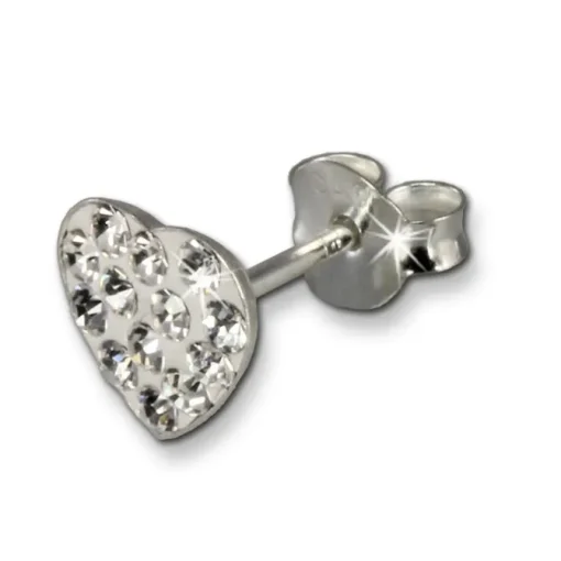 Kinder Ohrring Herzen weiß Silber Ohrstecker Kinderschmuck TW SDO251W