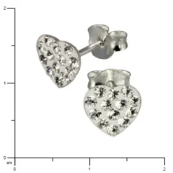 Kinder Ohrring Herzen weiß Silber Ohrstecker Kinderschmuck TW SDO251W
