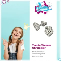 Kinder Ohrring Herzen weiß Silber Ohrstecker Kinderschmuck TW SDO251W