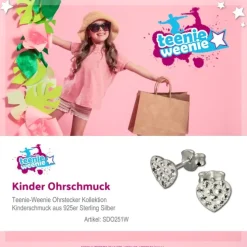 Kinder Ohrring Herzen weiß Silber Ohrstecker Kinderschmuck TW SDO251W