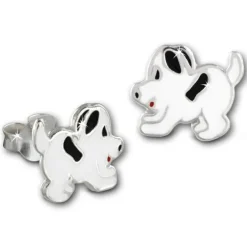 Kinder Ohrring Hündchen weiß Ohrstecker 925 Kinderschmuck TW SDO8144W