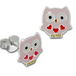 Kinder Ohrring kleine Eule rosa Ohrstecker 925 Kinderschmuck TW SDO8130A