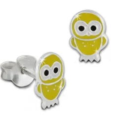 Kinder Ohrring Käuzchen gelb Silber Ohrstecker Kinderschmuck TW SDO8100Y