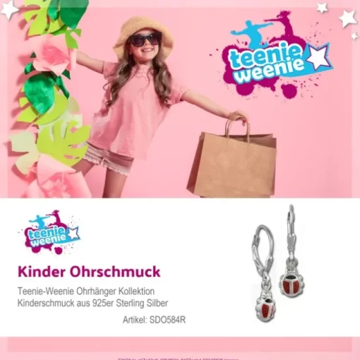 Kinder Ohrring Marienkäfer 925er Silber Ohrhänger Kinderschmuck TW SDO584R