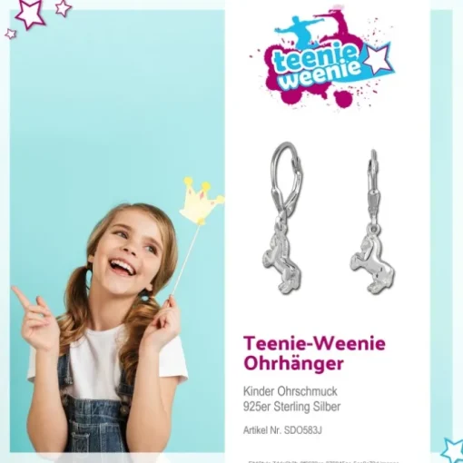 Kinder Ohrring Pferd 925er Silber Ohrhänger Kinderschmuck TW SDO583J