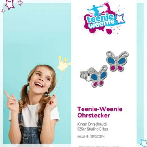 Kinder Ohrring Schmetterling hellblau Ohrstecker 925 Kinderschmuck TW SDO8127H