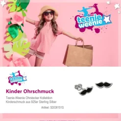 Kinder Ohrring Schnurrbart schwarz Ohrstecker 925 Kinderschmuck TW SDO8151S