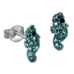 Kinder Ohrring Seepferd türkis 925er Silber Kinderschmuck TW SDO8019T
