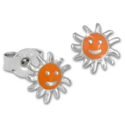 Kinder Ohrring Sonne orange Silber Ohrstecker Kinderschmuck TW SDO201O