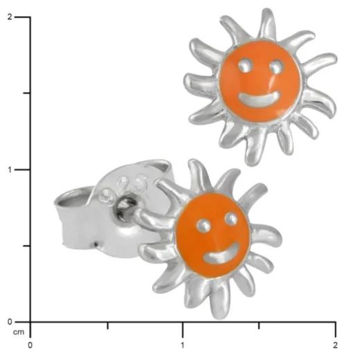 Kinder Ohrring Sonne orange Silber Ohrstecker Kinderschmuck TW SDO201O