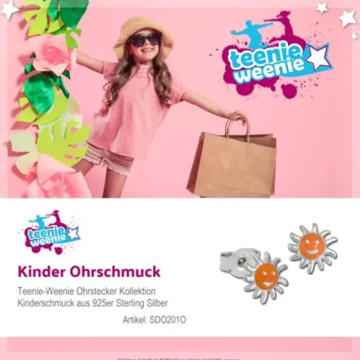 Kinder Ohrring Sonne orange Silber Ohrstecker Kinderschmuck TW SDO201O