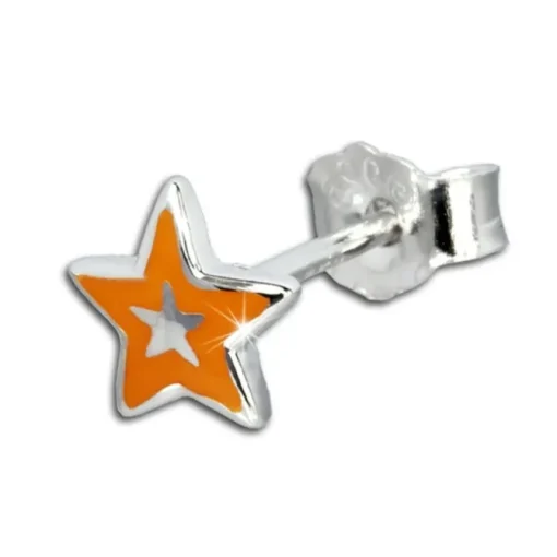 Kinder Ohrring Stern orange Silber Ohrstecker Kinderschmuck TW SDO200O