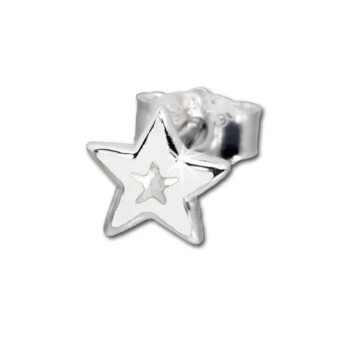 Kinder Ohrring Stern weiß Silber Ohrstecker Kinderschmuck TW SDO200W