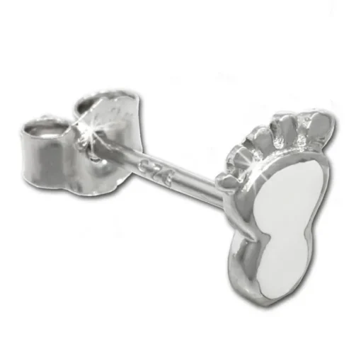 Kinder Ohrring Tapsen weiß Silber Ohrstecker Kinderschmuck TW SDO202W