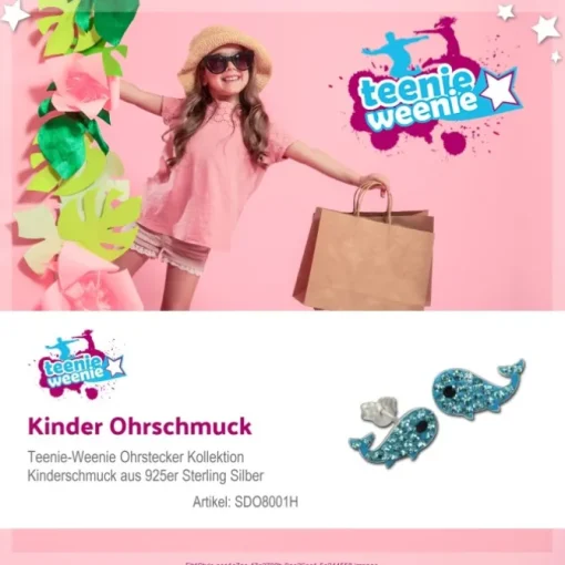 Kinder Ohrring Wal blau Silber Ohrstecker Kinderschmuck TW SDO8001H