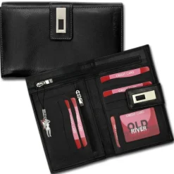 Leder schwarz XXL Portemonnaie Brieftasche Old River OPD715S