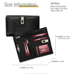 Leder schwarz XXL Portemonnaie Brieftasche Old River OPD715S