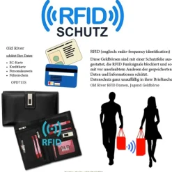 Leder schwarz XXL Portemonnaie Brieftasche Old River OPD715S
